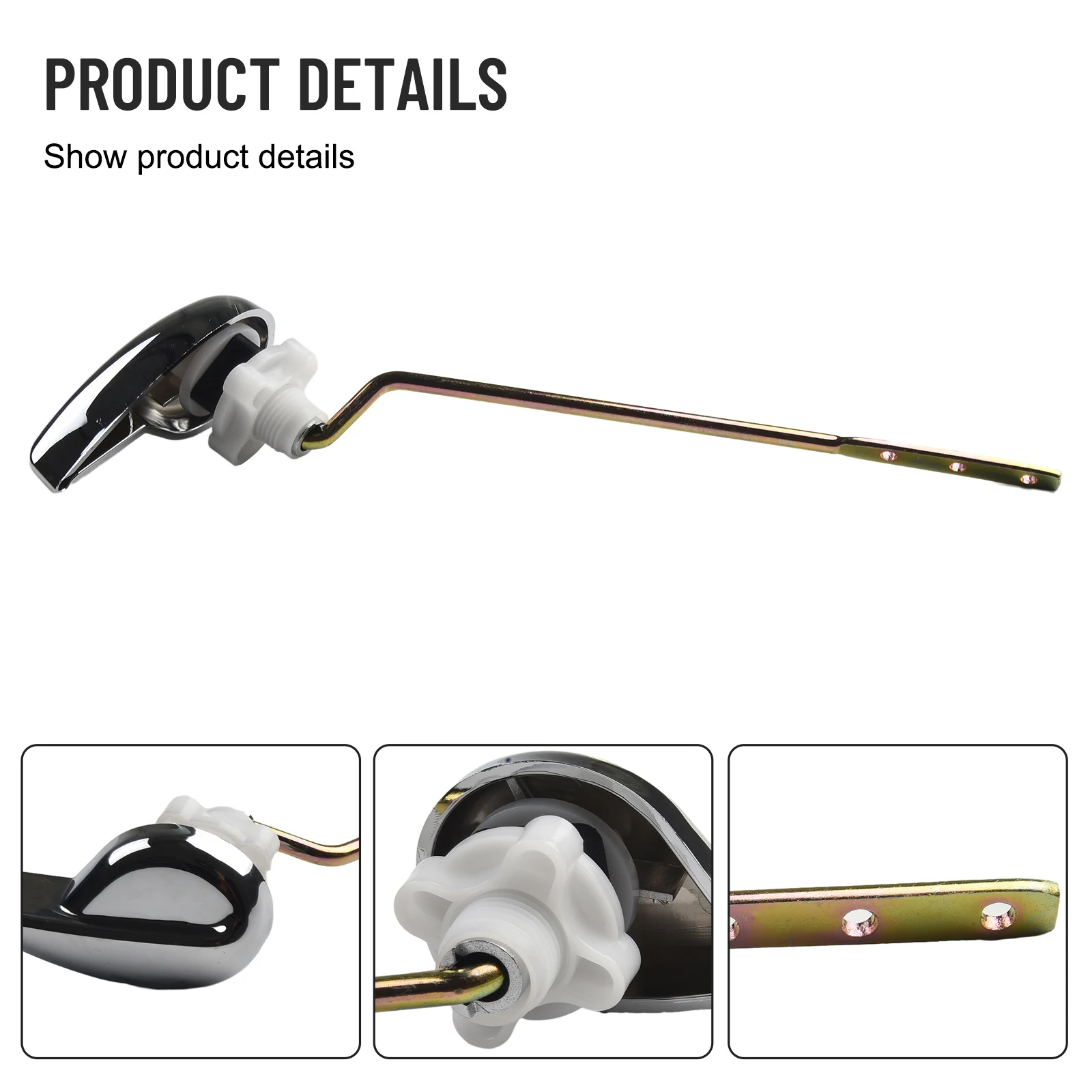 Toilet Handle Toilet Lever Handle Suitable For 99% Toilet Tank Toilet Tank Push Silver & Golden 1pcs Carbon Steel