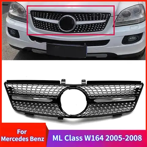 For Mercedes Benz ML Class W164 2005-2008 ML320 ML350 ML500 Car Front Grille Grill Upper Bumper Hood Radiator Mesh Grid Body Kit
