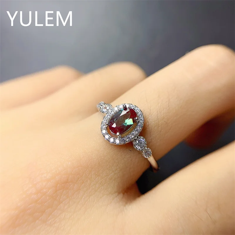 Gorgeous Color 1.0CT LAB Alexander Gemstone Ring for Women Solid 925 Sterling Silver Ring Luxury Engagement Gift Ring