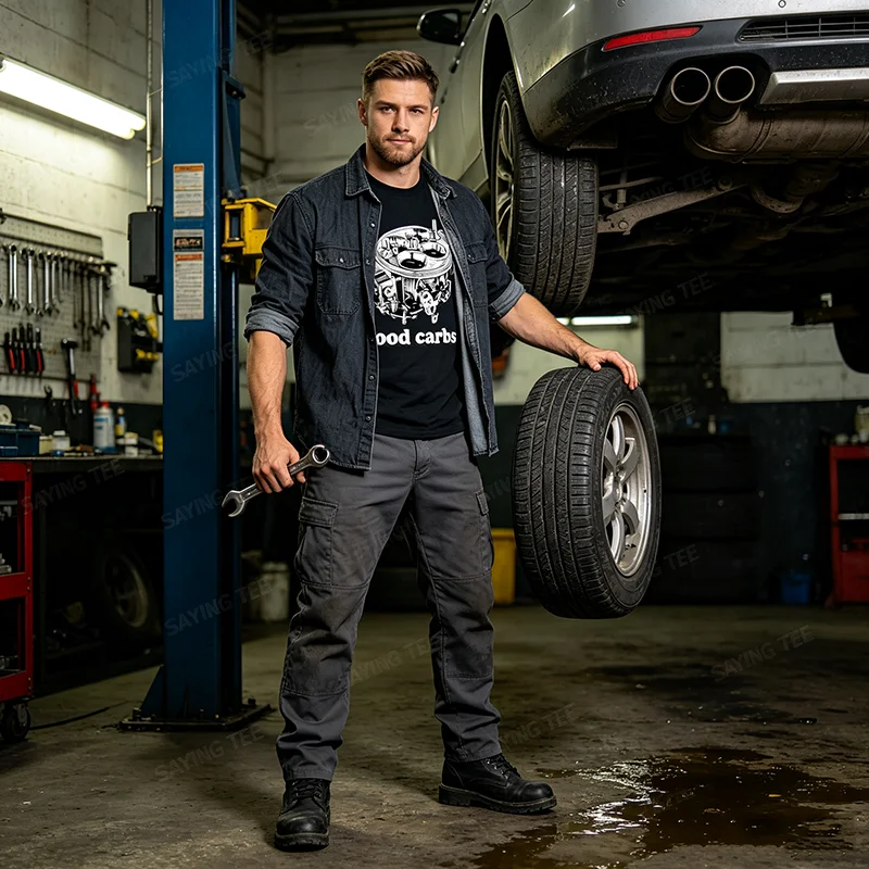Good Carbs 4 Barrel Carburetor Car Enthusiast Mechanic Car T-Shirt Y2k Personalized Car Repairman Graphic Saying Tee Men Clothes – Detail 5