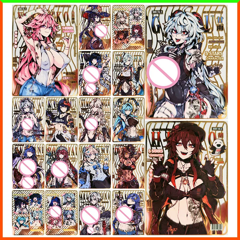 Anime diosa historia DIY ACG Raiden Shogun Yelan Hu Tao Yae Miko Ganyu Ningguang juguete de tarjeta coleccionable de Metal para niño regalo de cumpleaños