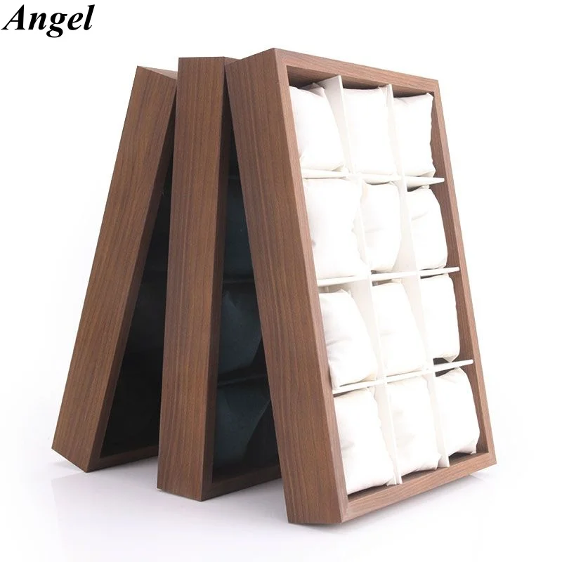 

Новая витрина для ювелирных изделий цвета ореха, органайзер для колец и браслетов в стиле подушки, многослойная витрина для хранения на столешнице