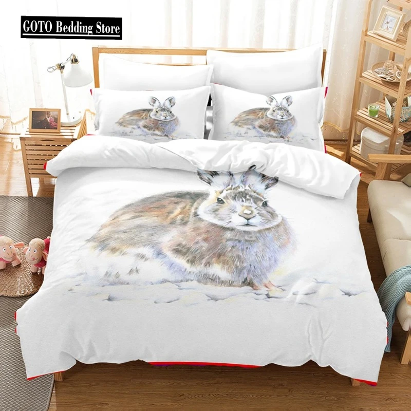 

Lunarable Rabbit Duvet Cover Set,Watercolor Sketch of Sleeping Single White Healthy Looking Easter Bunny,Bedding Set Girls Teen