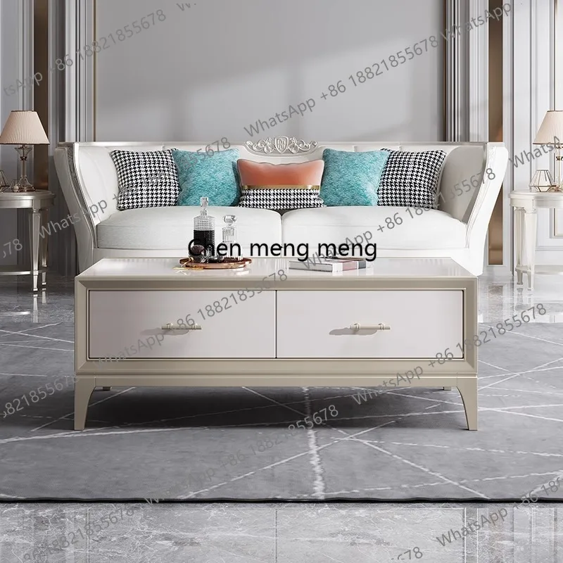 

American light luxury solid wood coffee table for living room Hotel small apartment storage cabinet with Drawer Furniture