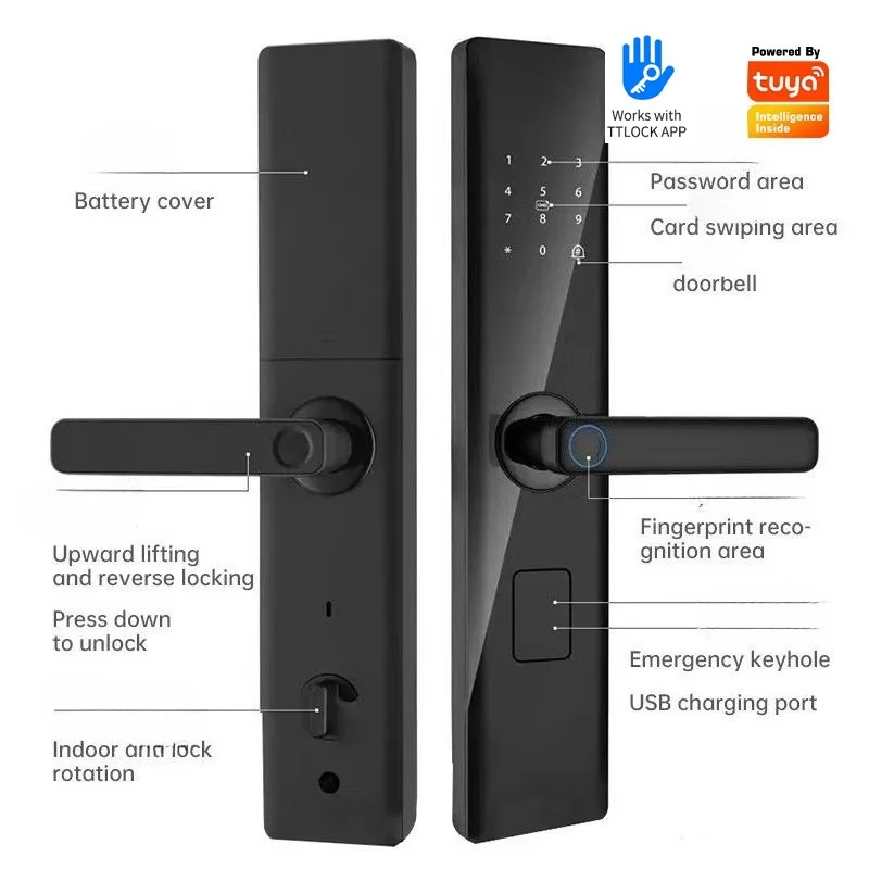 Smart Lock Household Fingerprint Password Entry Door Lock Swipe Card Room Door Apartment Hotel Electronic Lock