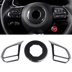 Car Metal Carbon Fiber Steering Wheel Cover Trim Decoration Frame for MG ZS EV HS MG6 MG5 EZS 2018-2021 Accessories