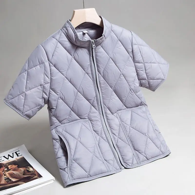 Nouveau vers le bas coton rembourré gilet veste femmes 2025 automne hiver mode demi-manches Parkas chaud gilet femme court vêtements d'extérieur