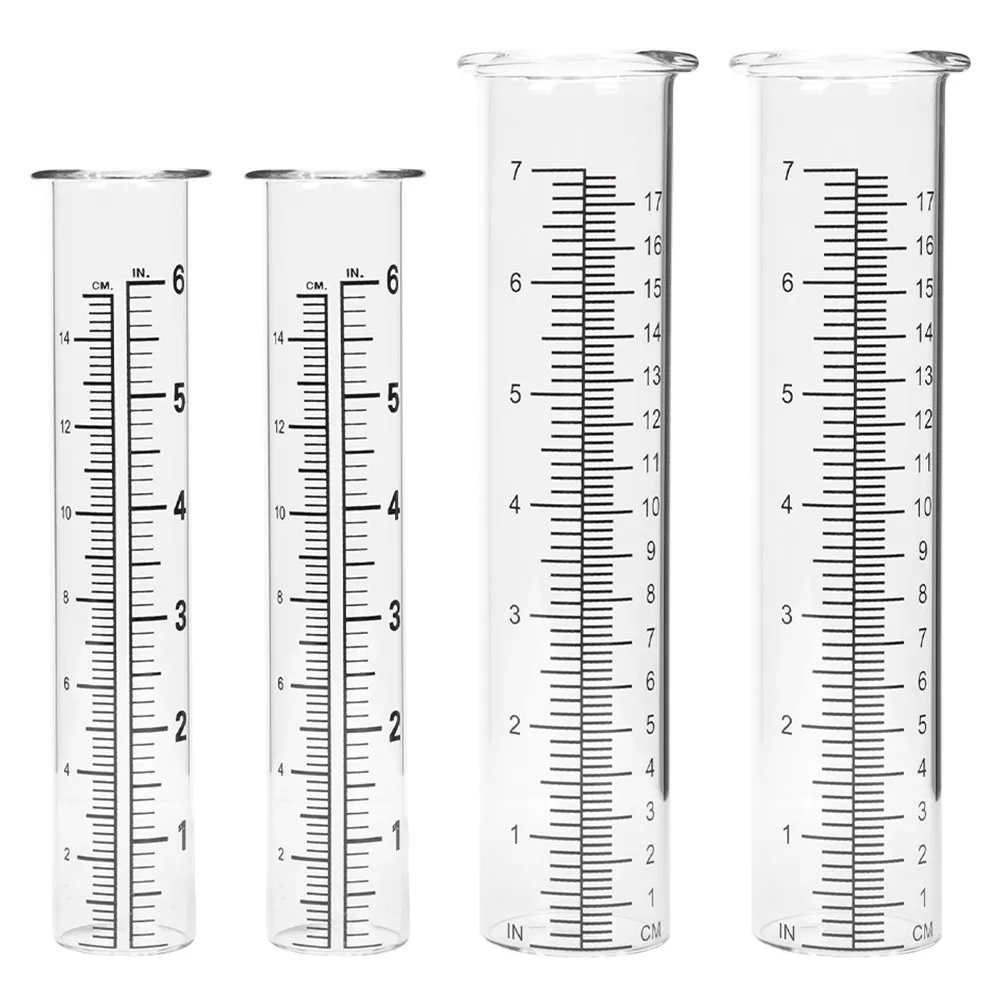 

4Pcs Rain Gauge Replacement Tube Glass Rain Water Measuring Device for Yard Outdoor Precipitation Monitor Glass Measuring Cup