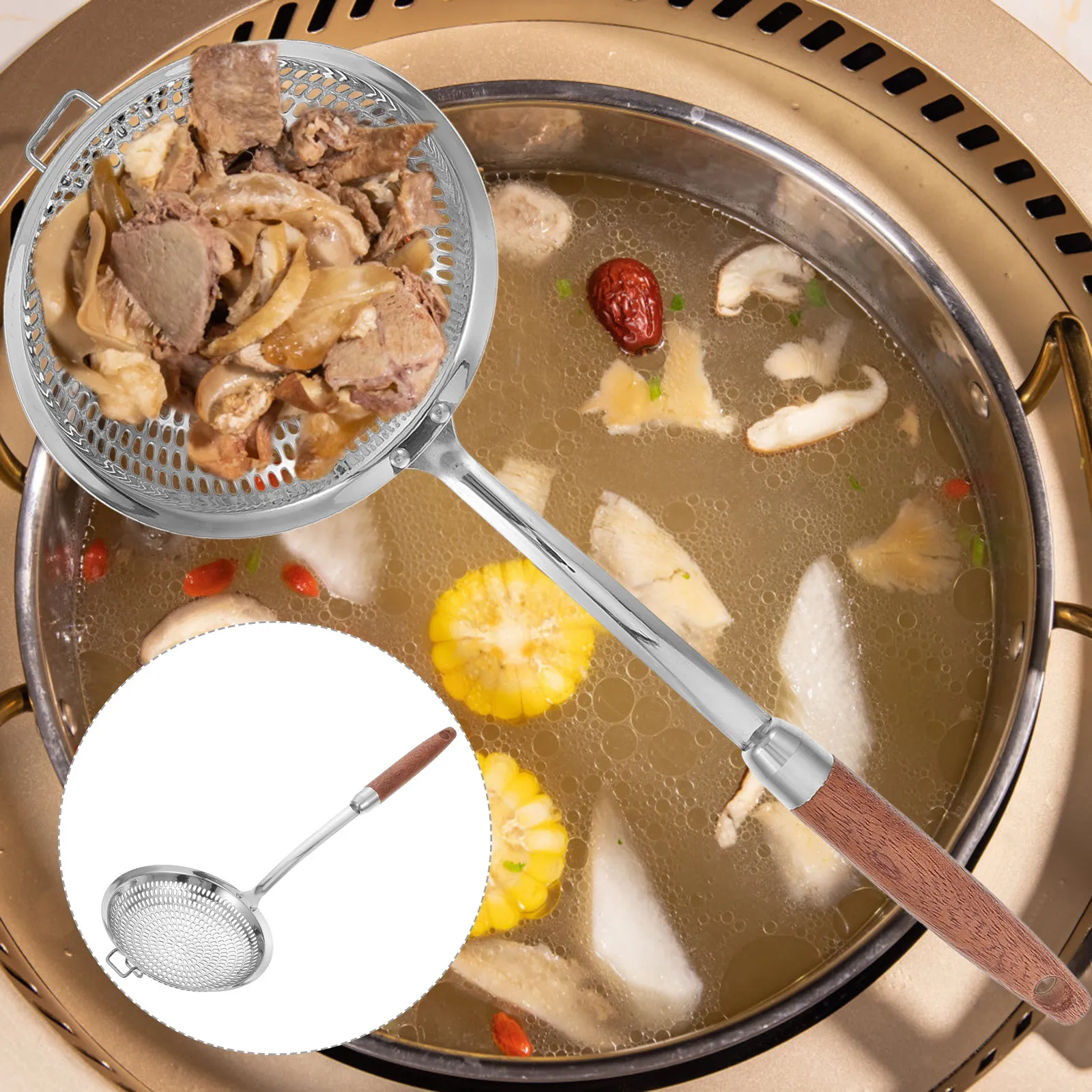 

Stainless Steel Oil Filter Colander Spoon Kitchen Gadget For French Fries Eggs Vegetables Mesh Strainer Scoop Cookware Tool Food