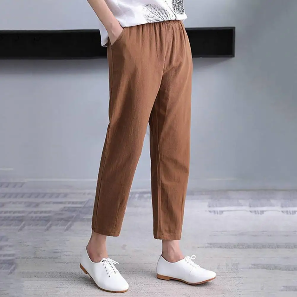 

Loose Fit Casual Trousers Long Pants with Pockets Stylish Women's Harem Pants with Pockets Elastic Waistband Loose for Hiking