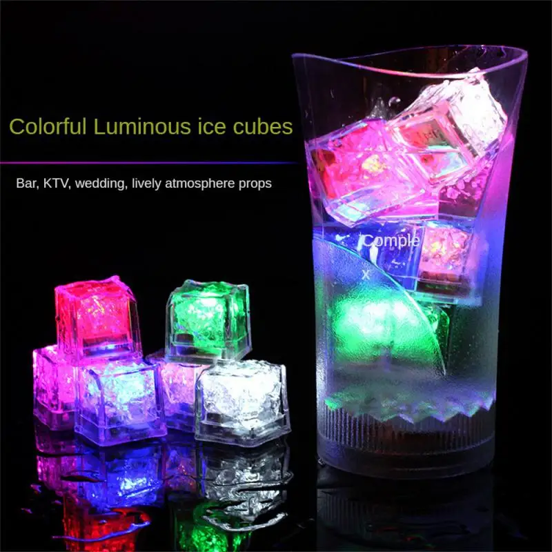 6/1pcs Colorful Luminous Ice Cubes Night Light Colorful Flash Ice In Water Luminous Waterproof Night Light Safe Decoration Light