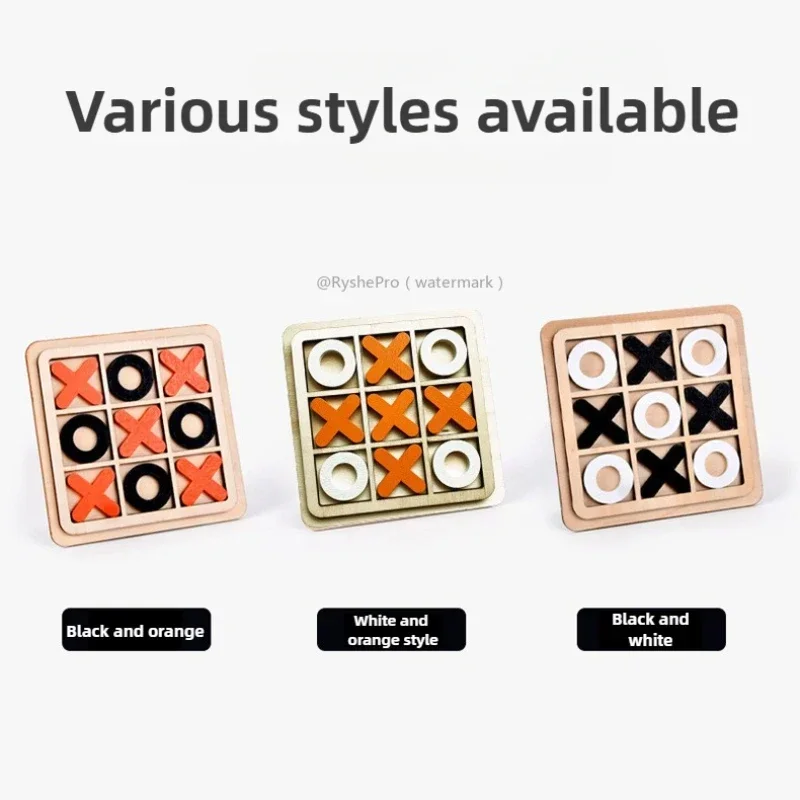 Tic Tac Toe Wooden Board Game for Classical Family Game Children's Puzzle Xo Chess Blocks Games Dementia Activities for Seniors