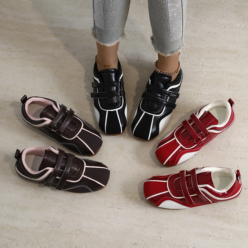 أحذية رياضية Viral 2025 Mary Janes للنساء، أحذية مسطحة بحزام فيلكرو أنيق، أحذية رياضية كاجوال من الجلد بنعل ناعم للفتيات #6