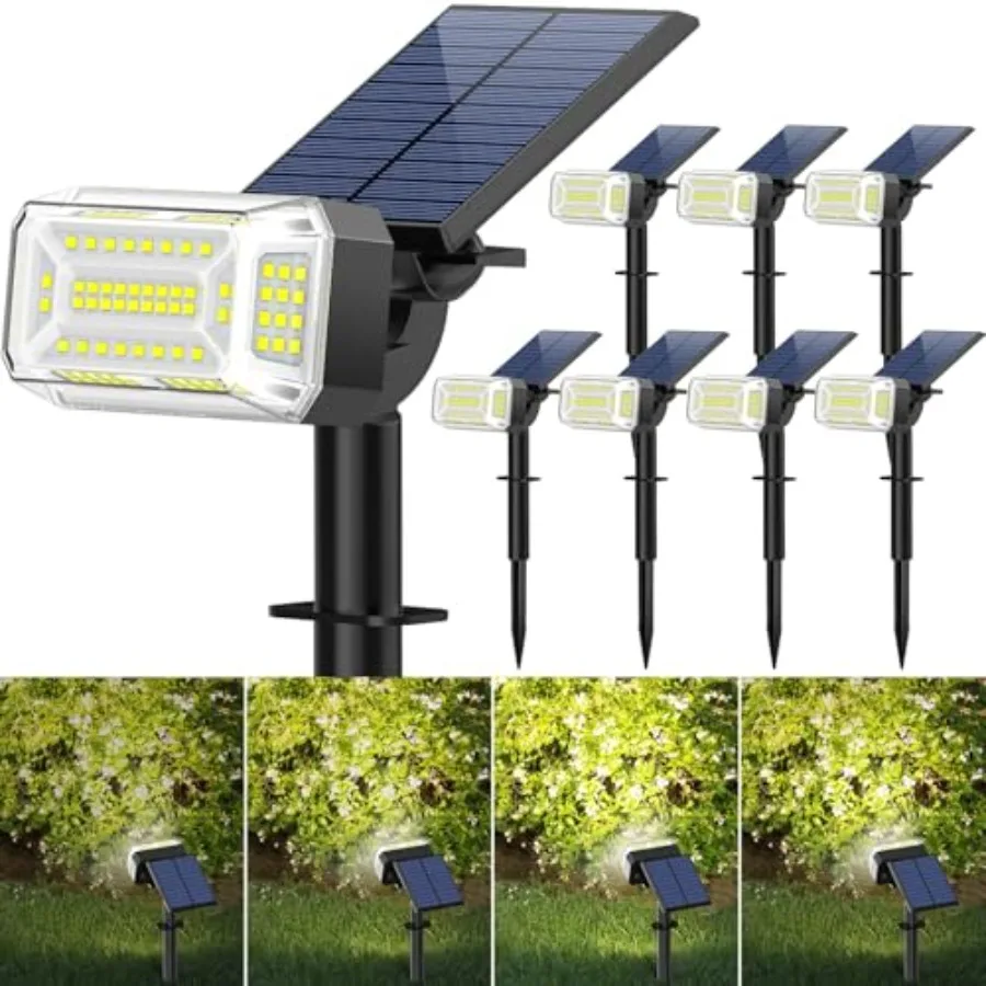 

102 LEDs Solar Spot Lights Outdoor, [ 4 Modes/ ] Solar Spotlights Waterproof IP5, Adjustable Light and Panel Landscape Flood Po
