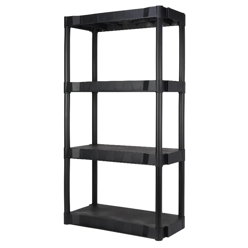 

Hyper Tough Black Plastic 4-Tier Shelving Unit, 280 lb Capacity, 56.2x30x13.8 Inches