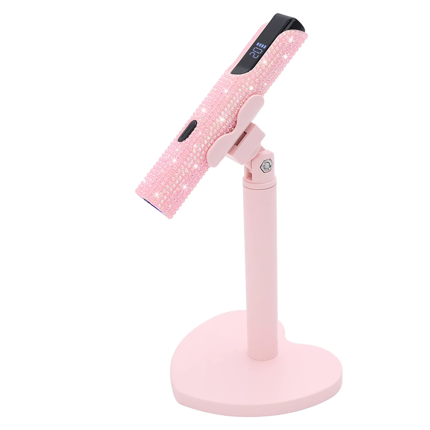 Portable Rechargeable Strip Nail Lamp, Handheld Mini UV Nail Dryer with Stand, Rhinestone Decor Fast Drying Nail Lamp Tool