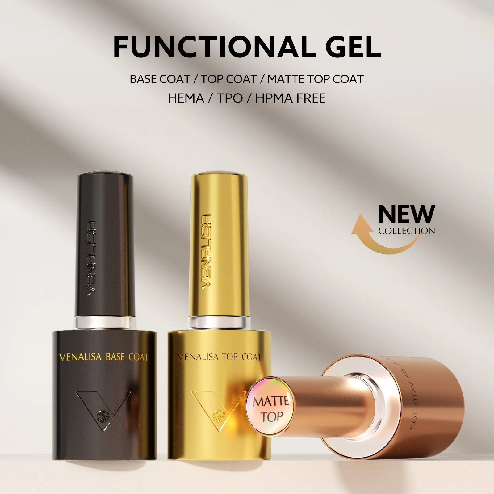 Venalisa 10 ml Long Wear Diamond No Wipe Top Coat Ultra Glossy Top HEMA FREE Base Coat Soak Off UV LED Gel Polish Nagelmaniküre – Detail 2