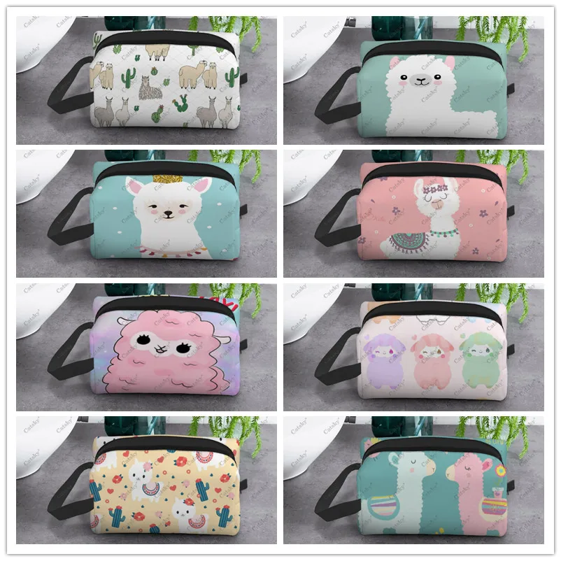 Cartoon Alpaca Cosmetic Bag Ladies Fashion Large Capacity Cosmetic Box Beauty Storage Wash Cosmetic Bag