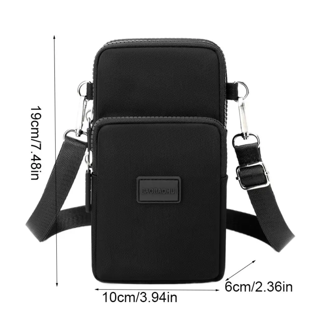 Tragbare Koreanische Stil Einfache Telefon Tasche Platz Zipper Leinwand Umhängetasche Geldbörse Einfarbig Messenger Taschen Im Freien