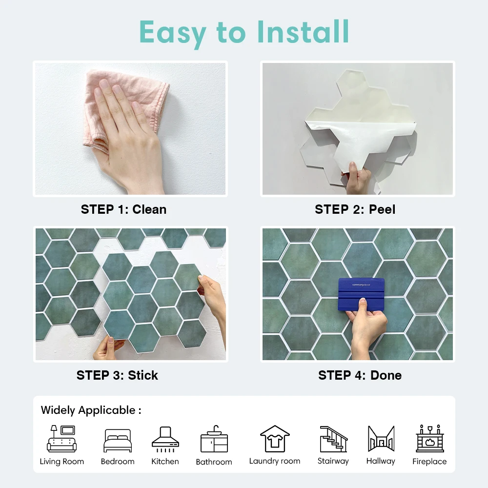 1/10 قطعة لوحة حائط ثلاثية الأبعاد قابلة للتقشير والالتصاق، غطاء جدار ديكور المنزل، ديكور على الطراز الشعبي، مقاومة للماء، سهلة التركيب. #6