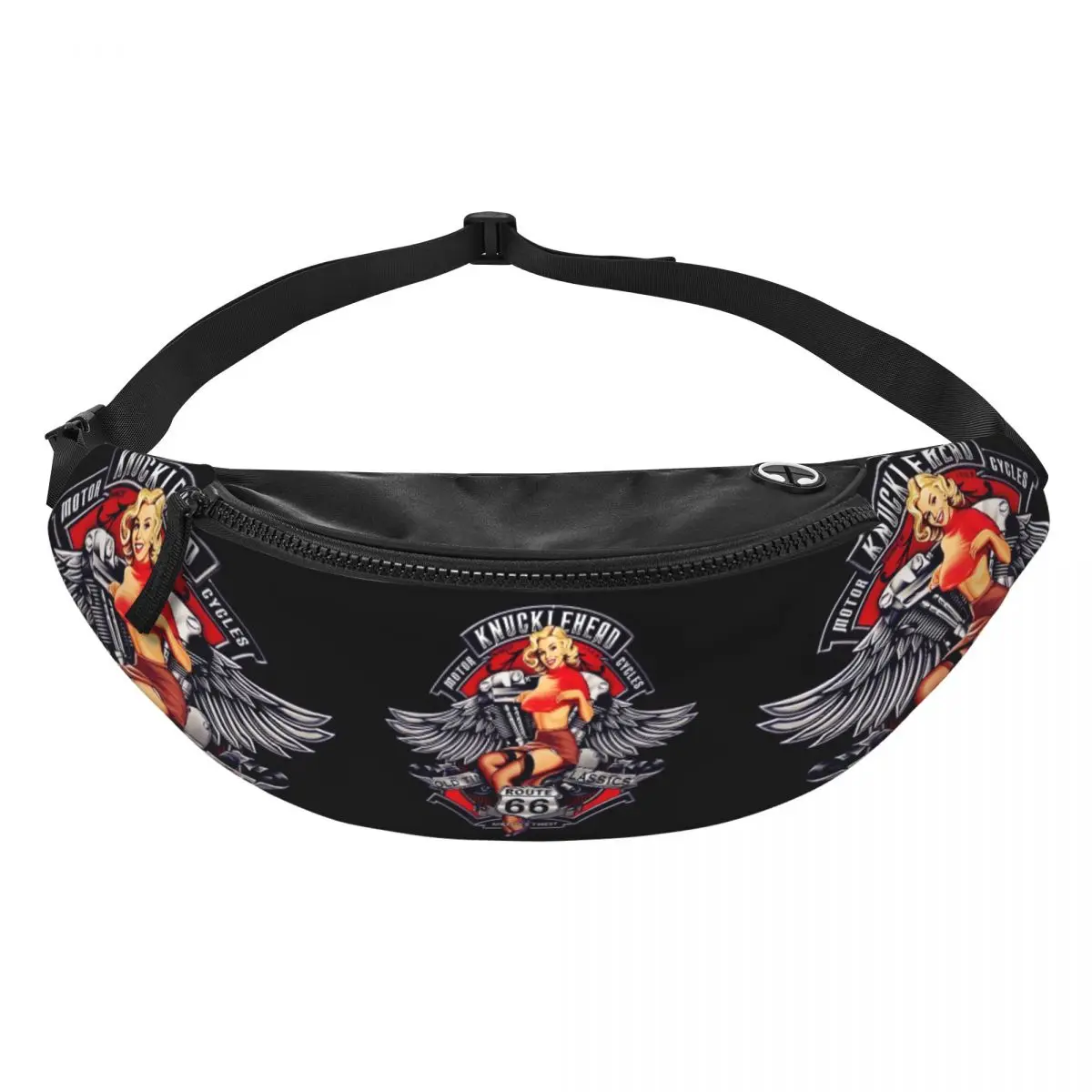 Casual Vintage Route 66 Fanny Pack para mulheres e homens, bolsa de cintura crossbody, Mother Road, Running, Biker America, Phone Money Pouch