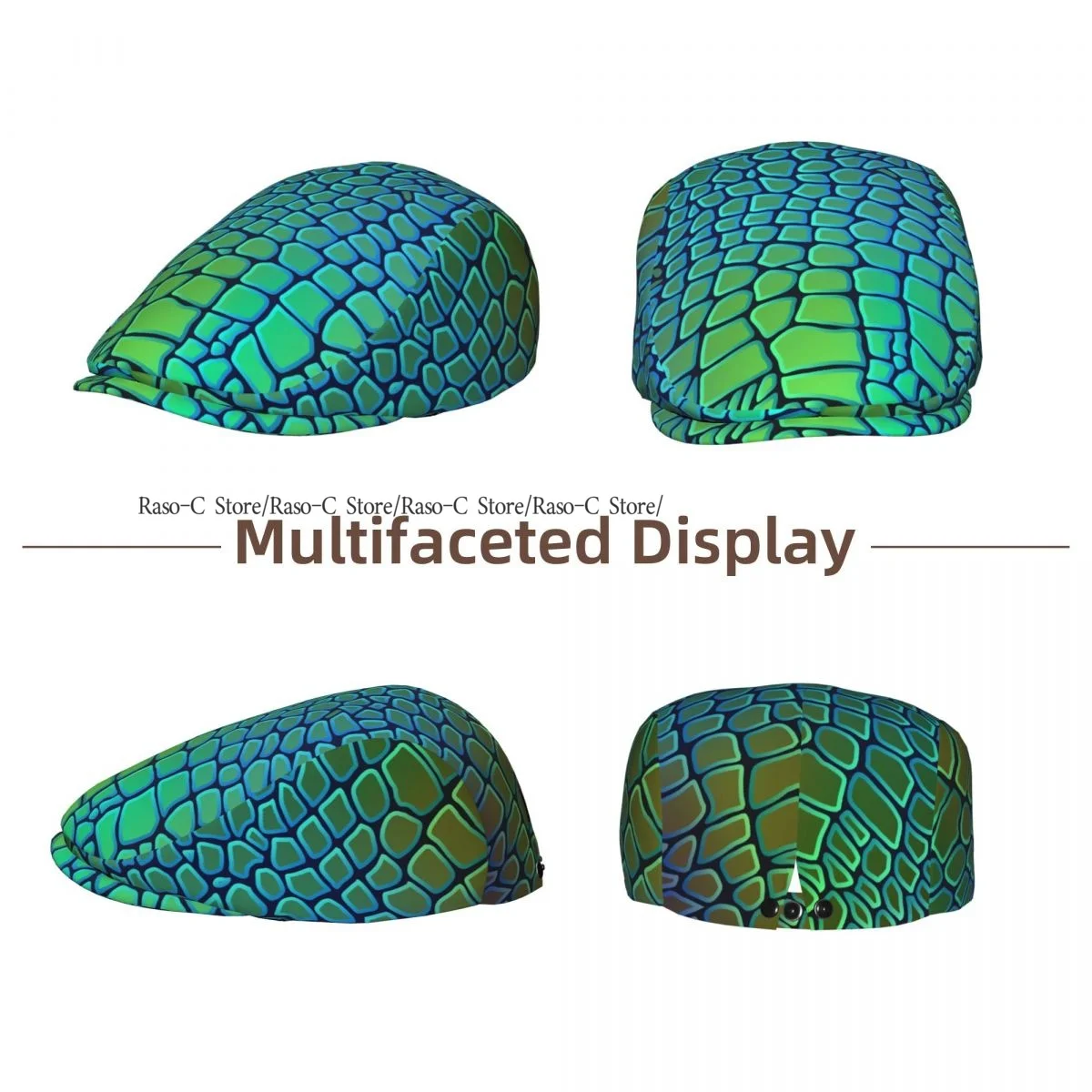 British Gatsby Newsboy Cap For Adults Animal Snake Textures Crocodile Pattern Flat Peaked Cap Autumn Winter Beret Hat