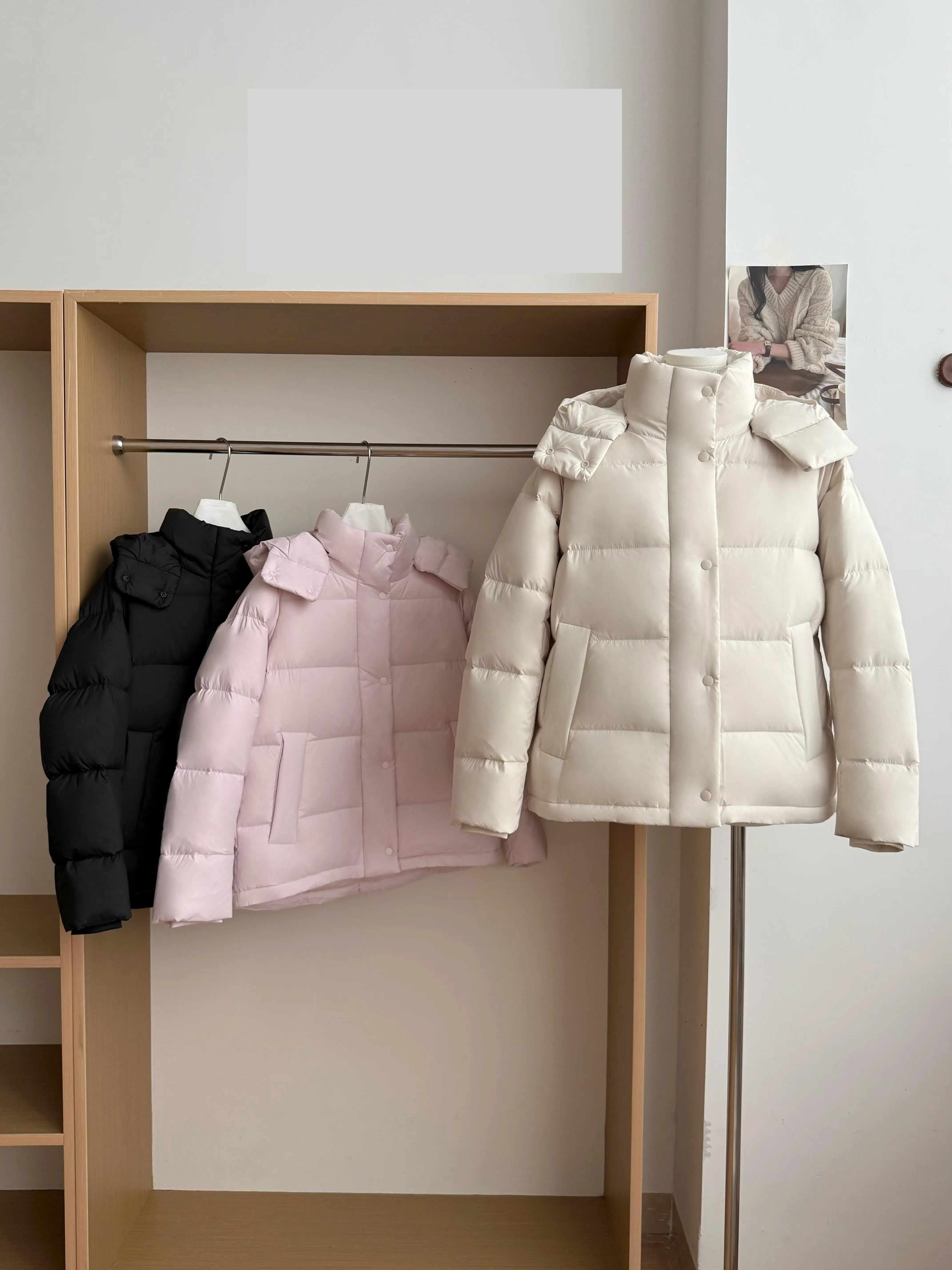 المرأة الخريف الشتاء مقنعين الأبيض بطة أسفل معطف سيدة الشارع الشهير سميكة الدافئة طويلة الأكمام فضفاضة أسفل أبلى أعلى #1