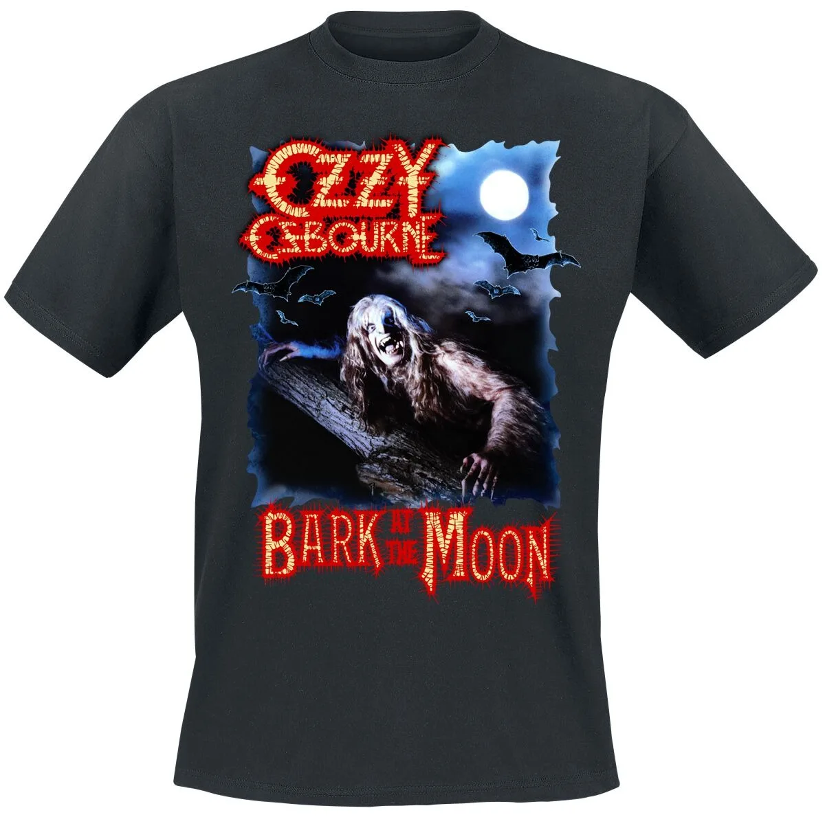 Camiseta de algodón con estampado de lobo hombre lobo de Ozzy Osbourne Bark At The Moon, ropa de calle de Heavy Metal, camiseta de manga corta con cuello redondo unisex