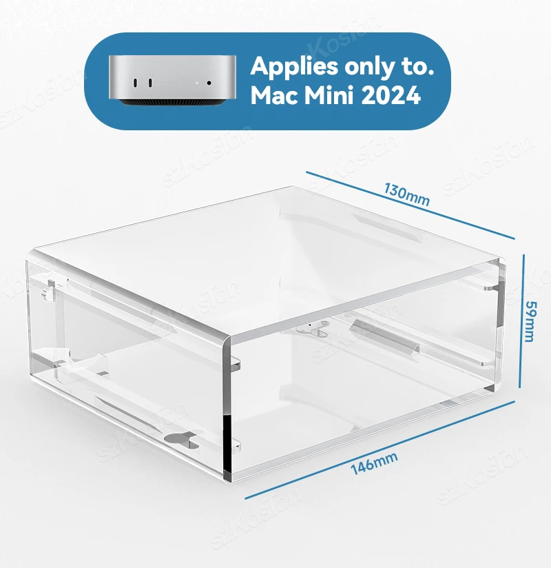 حامل أكريليك لجهاز Apple Mac Mini M4 2024 غطاء حماية شفاف حامل على الحائط وتحت المكتب لجهاز Mac Mini M4 Pro PC