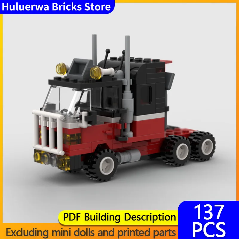

City Car Model MOC Building Bricks Black Long-Nosed Heavy Truck Modular Technology Children Holiday Gifts Assemble Toys Suit