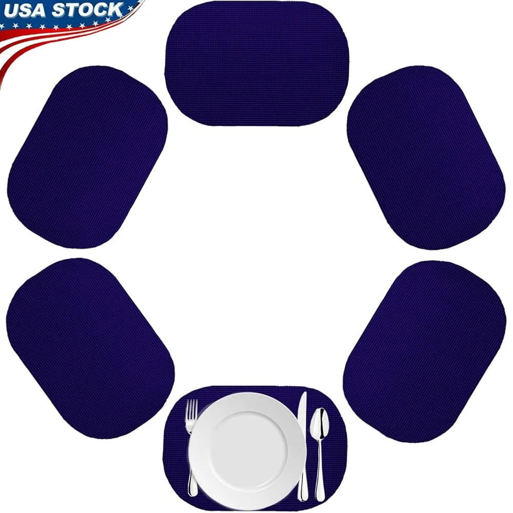 

Navy Oval Fishnet Placemat Set of 6 Jute Table Accessories Small Ideal Outdoor Events Dining Parties