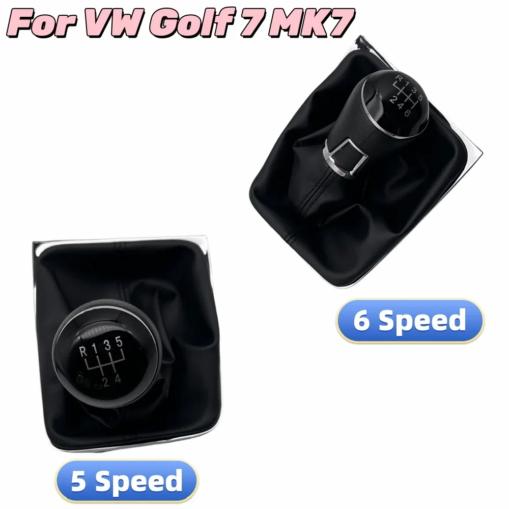 5 6 Speed Car Gear Shift Knob Stick HandBall Complete Gaiter Boot For Volkswagen VW Golf 7 MK7 2013 2014 2015-2017 Car Accessory