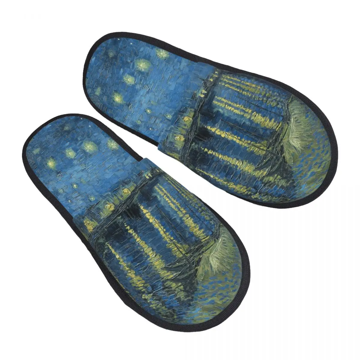 

Изготовленные на заказ тапочки из пены с эффектом памяти «Звездная ночь» Over The Rhone, женские мягкие теплые домашние тапочки Винсента Ван Гога