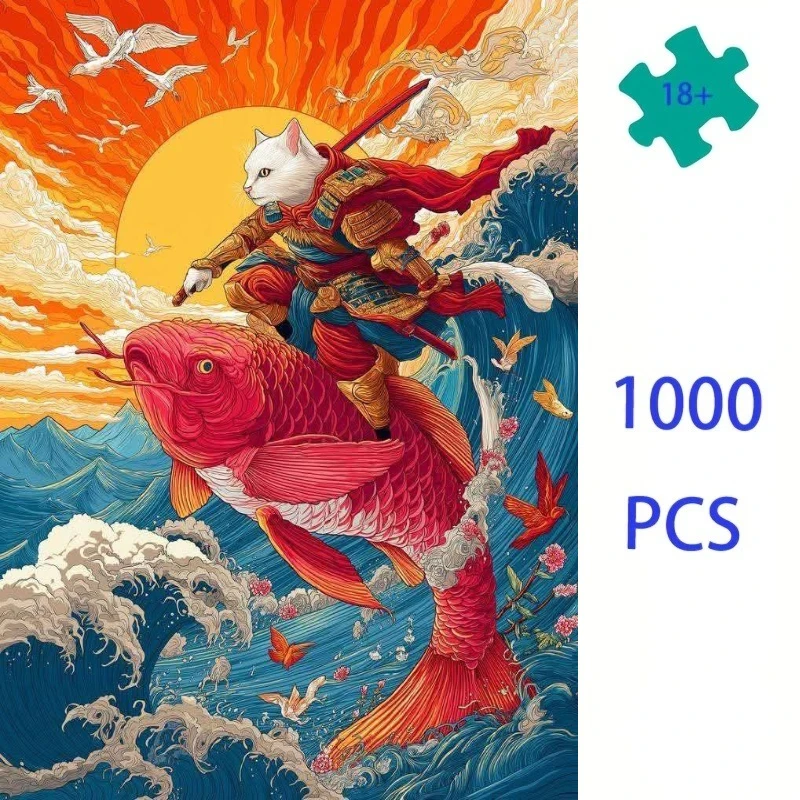 

Jigsaw Puzzle Whimsical Japanese Cat Adults Puzzle Games Family Fun Floor Puzzles Educational Toys for Kids