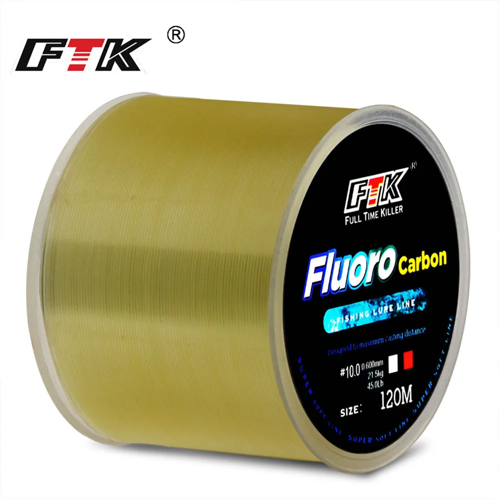 FTK 120m Invisible Fishing Line Speckle Fluorocarbon Coating Line 0.20mm-0.50mm 4.13LB-34.32LB Super Strong Spotted Line