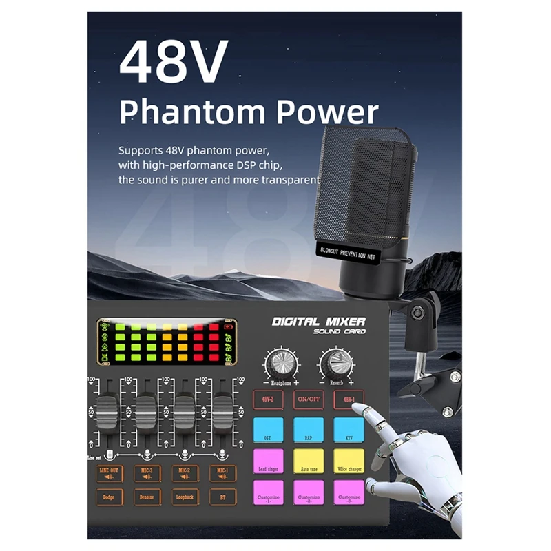 SX10 Mixer Live Sound Card Mobile Computer Game Recording Live Microphone Karaoke Instrument Dedicated Audio Console