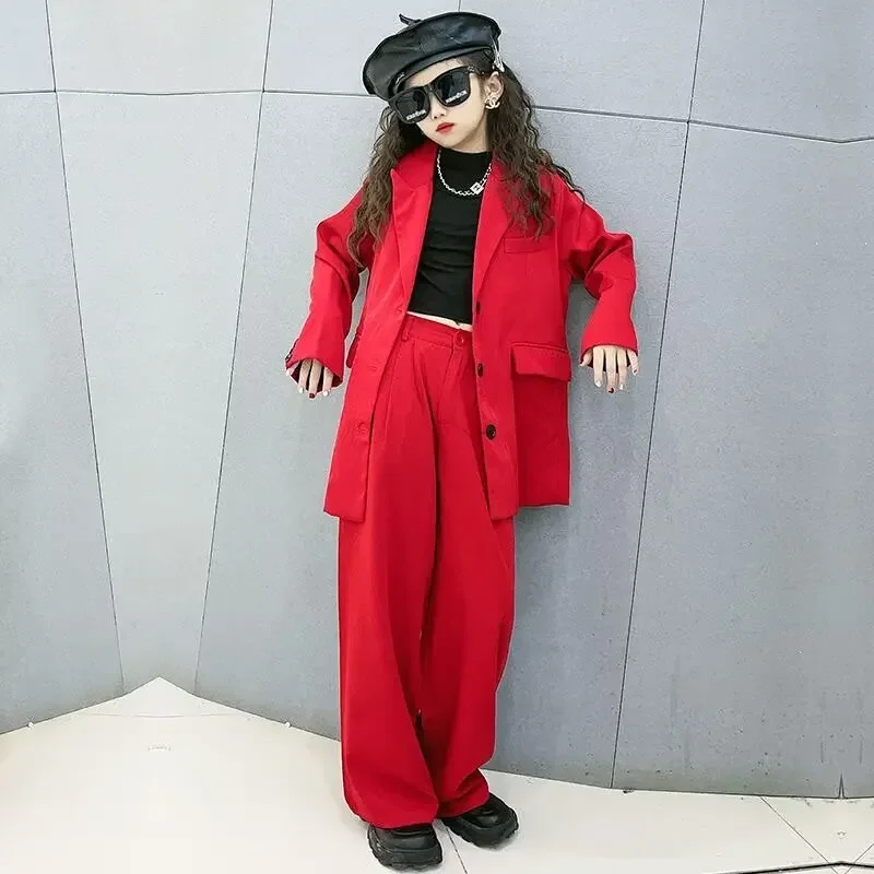 Summer Girls Sets Kids Casual Costume Teenager Fashion Outfits Children Coat Pants 2Pcs  Top Pants Suits