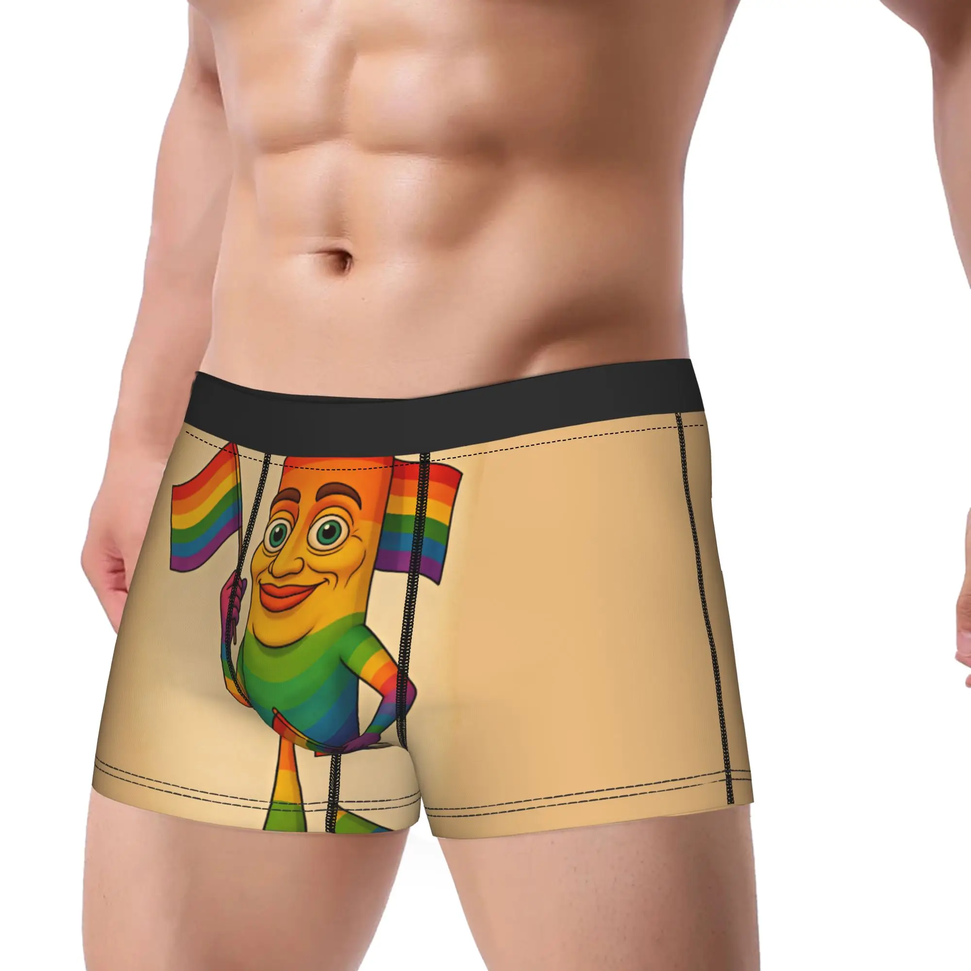 Tung Tung Sahur Rainbow Pride Funny Meme Underwear  Males Shorts Briefs Breathable Trunk Quality Print Plus Size Underpants