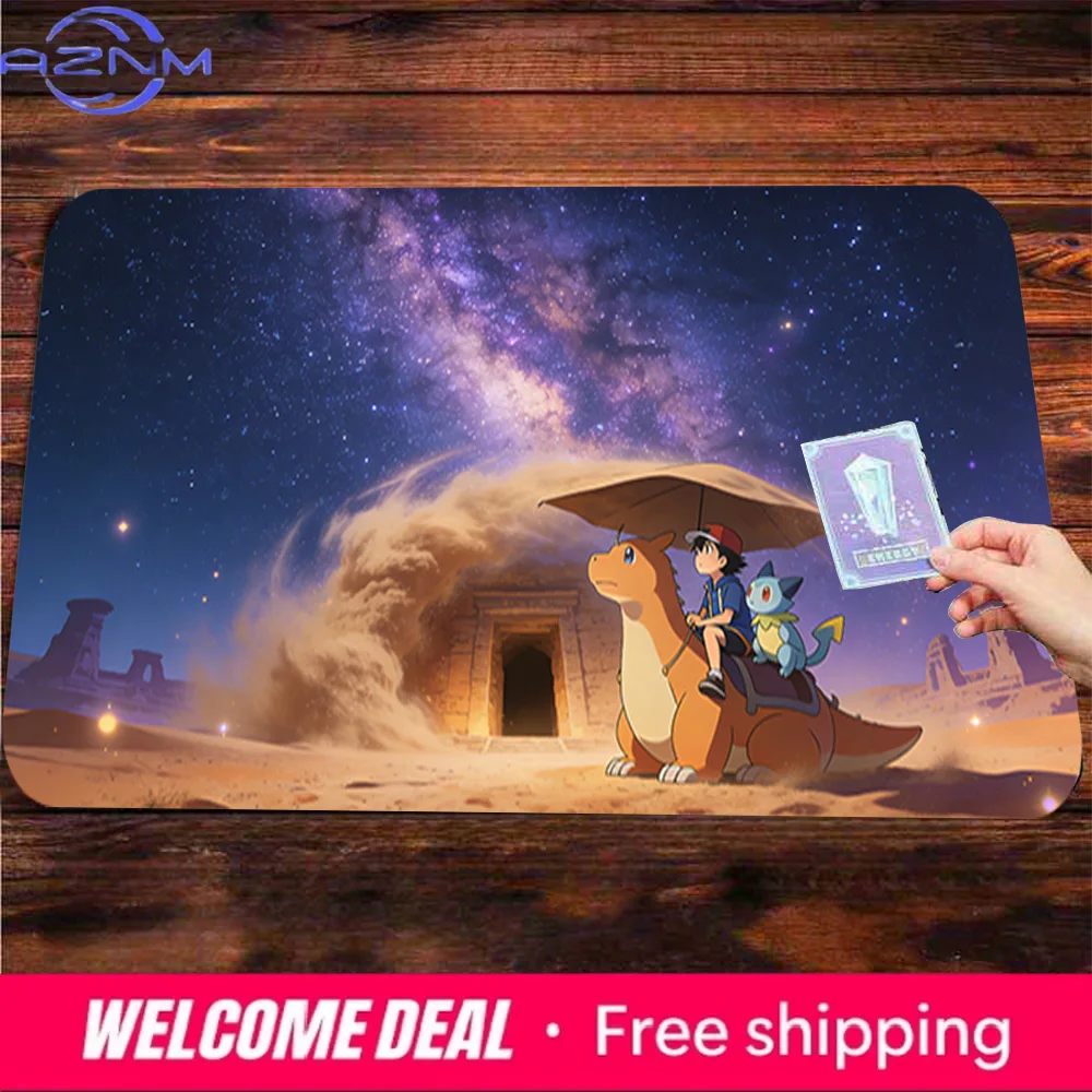 

Ash & Charizard Desert Starry Night TCG Playmat Non-Slip Washable Mat