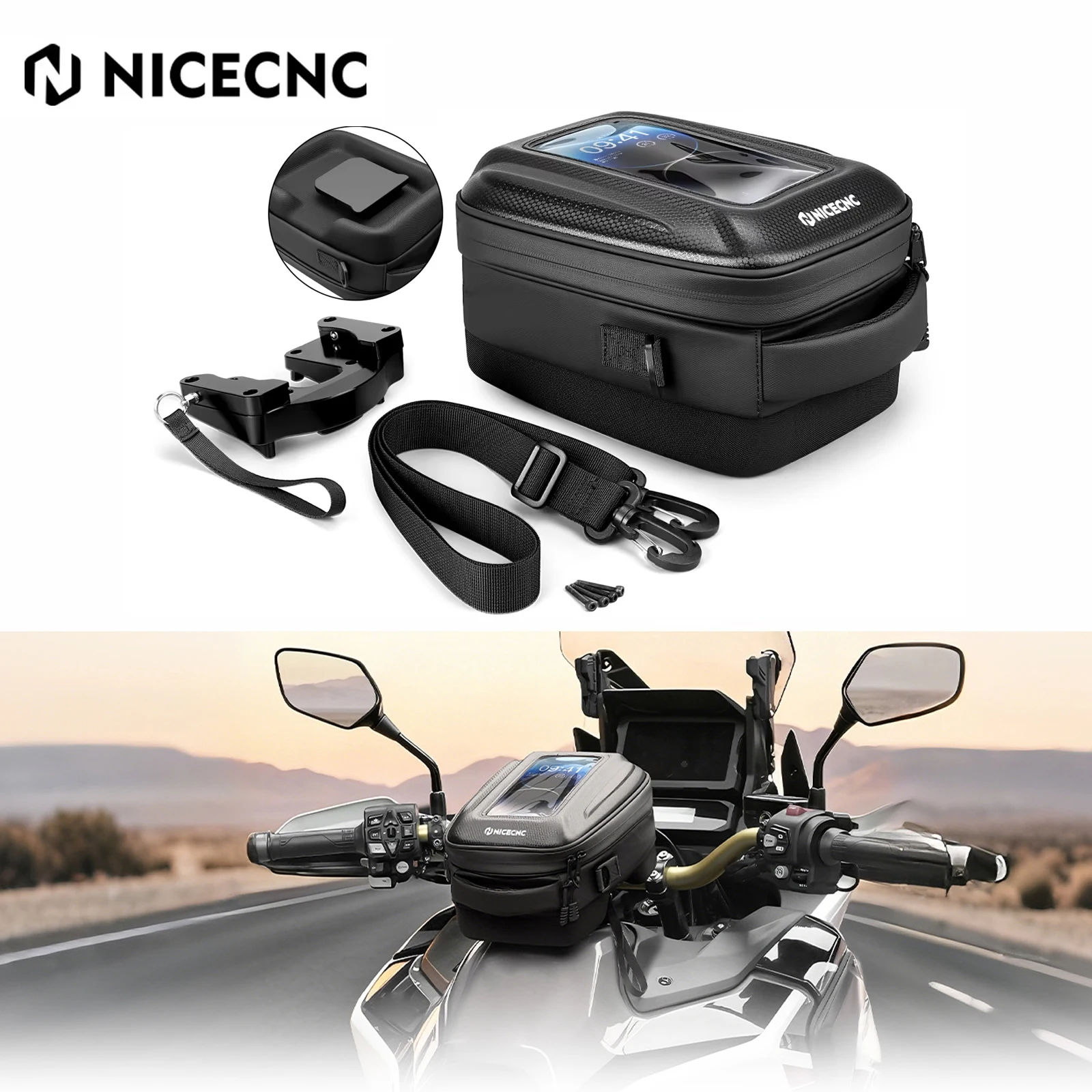 

For Honda CRF1100L Africa Twin CRF1100L Adventure Sports 20-2025 Motorcycle Tank Bag Black Fuel Tank Bag Push-Pull Quick-Release