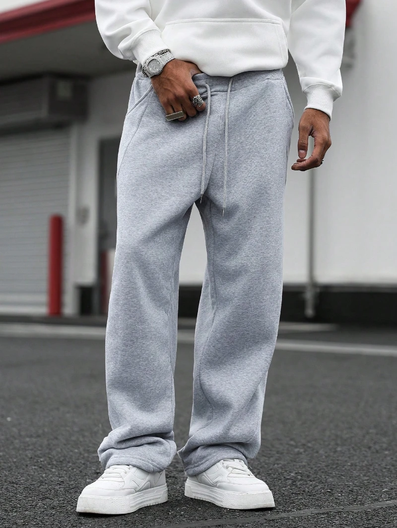 Мужские повседневные однотонные спортивные штаны, универсальные флисовые спортивные штаны на осень/зиму, мужские спортивные штаны большого размера