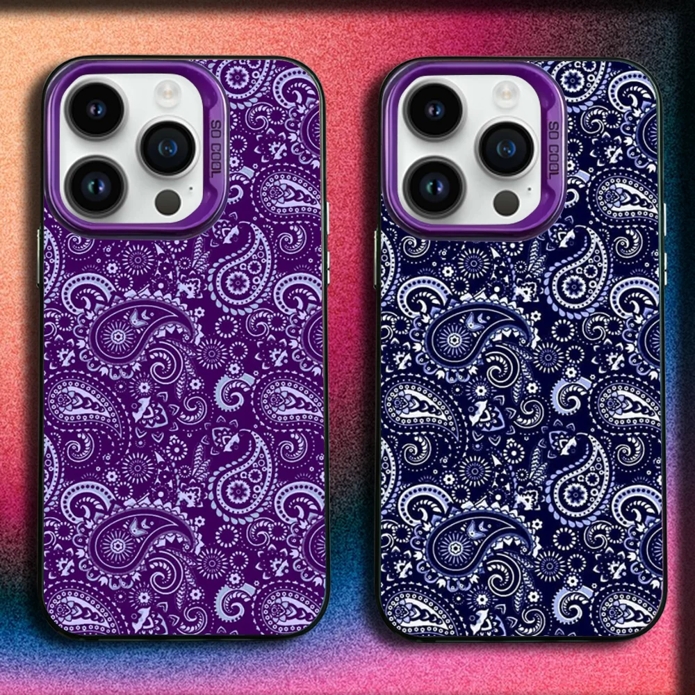 

Paisley Boteh Buta Tear Pattern Phone Case For iPhone 16,15,14,13,12,11,Mini,Pro,E,MAX Purple Matte Silicone Cover