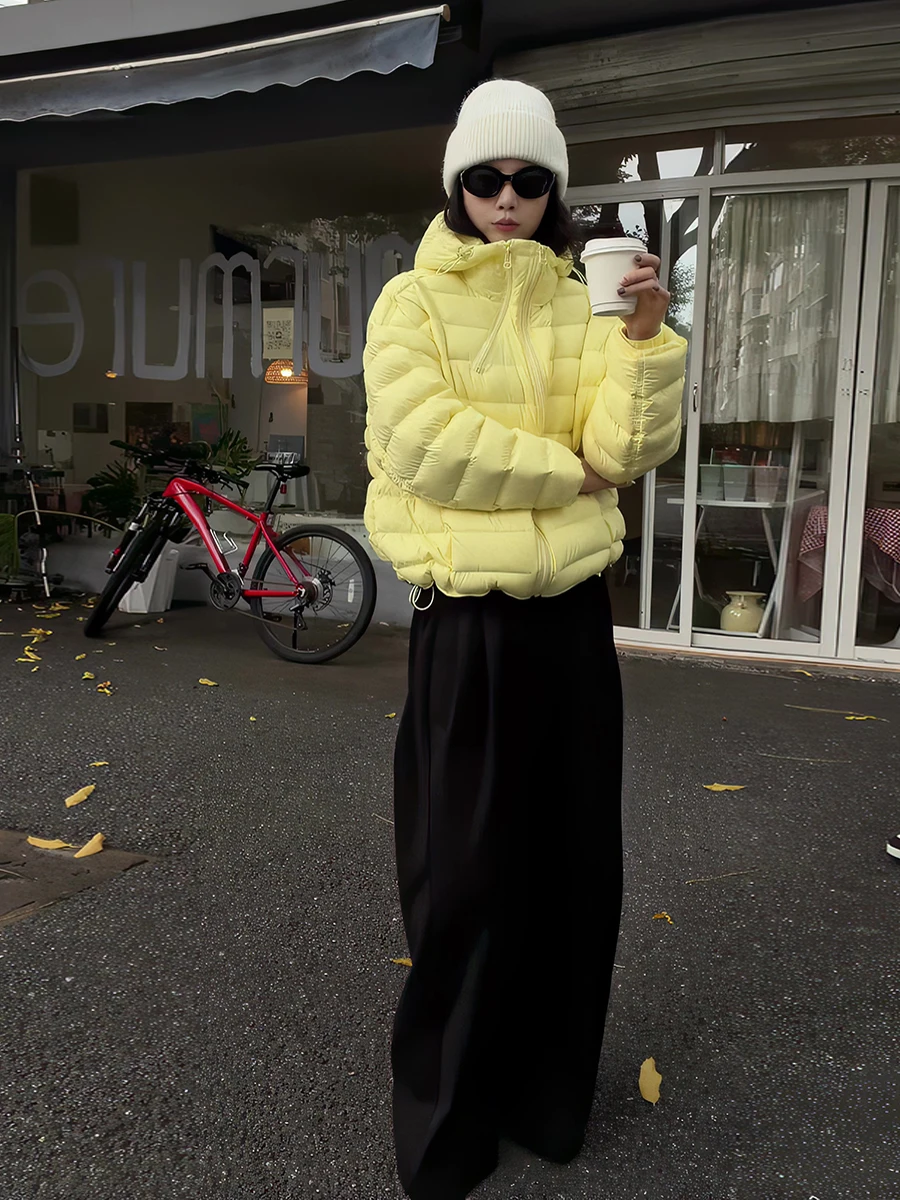 

Yellow Hooded Lightweight Short New National Standard 90 White Duck down Jacket Women's Fashionable Commute Style Windproof E...