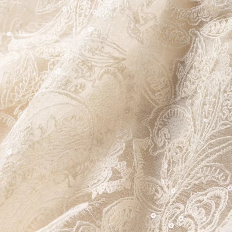 Birdtree, Silk Lining Straight Skirt, Women's Three Layer Elegant Skirts, Sequin Embroidery, 2026 Spring New D63224JF