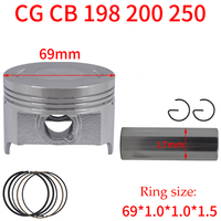 Motorcycle STD 69mm +100 70mm Piston 17mm Pin Ring Set For Zongshen WY198 CB200 WY 198 CB 200 200cc Egine Spare Parts