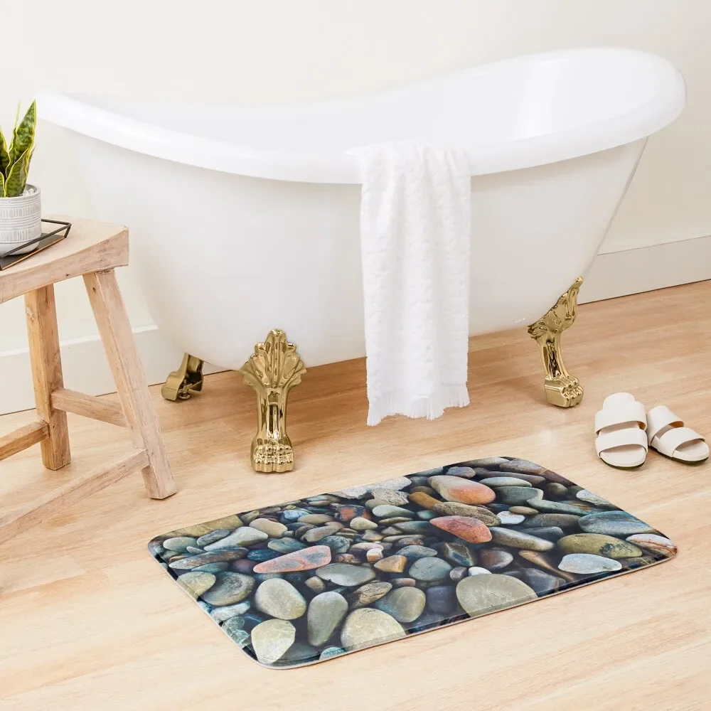 

Colorful beach pebbles stones Bath Mat Anti-Slip Shower Bathroom Interior Room Carpet Non-Slip Pad Mat