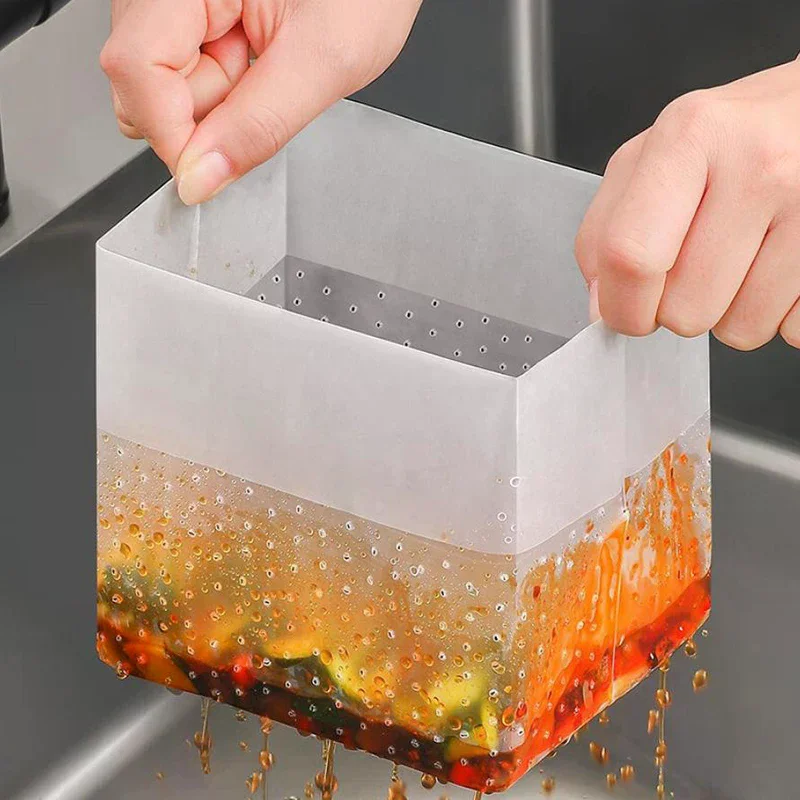 /PFU/Anti-Clogging Kitchen Sink Drainage Bags Disposable Leftover Vegetable Waste Bag Stand-Up Foldable Sink Strainer Bag 30PCS