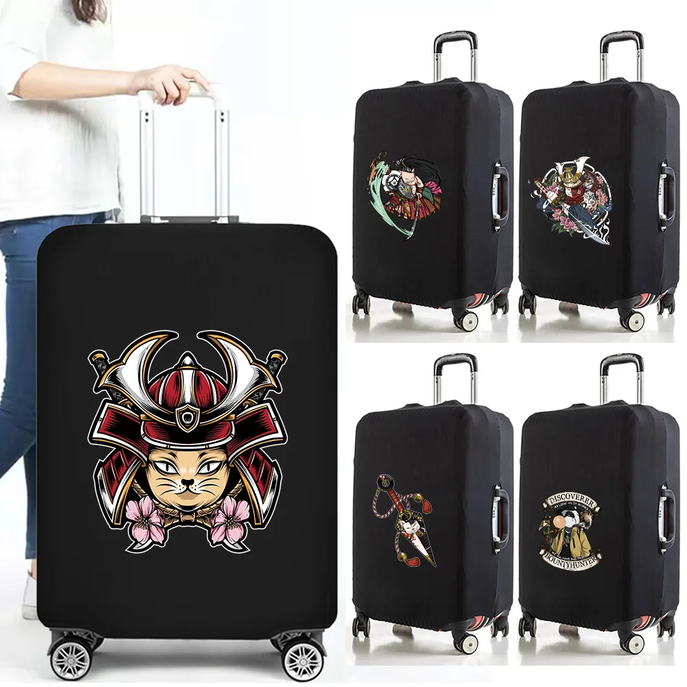 Thicker Stretch Luggage Cover Elastic Protective Cover Samurai Print Dust-proof Suitable for 18-32 Luggage Travel Accessories