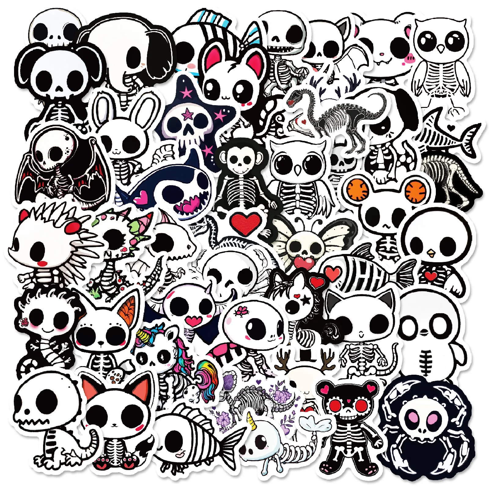 10/30/50PCS Skeleton Graffiti Stickers Animal Cartoon Funny Kids Toys Luggage Laptop Phone Guitar Skateboard Waterproof Sticker
