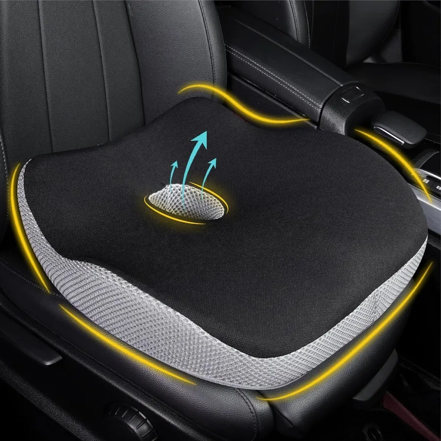 

Ergonomic Memory Foam Car Seat Cushion for Sciatica Pain Relief Larger Driving Seat Pillow Designed for Short Drivers on Long D